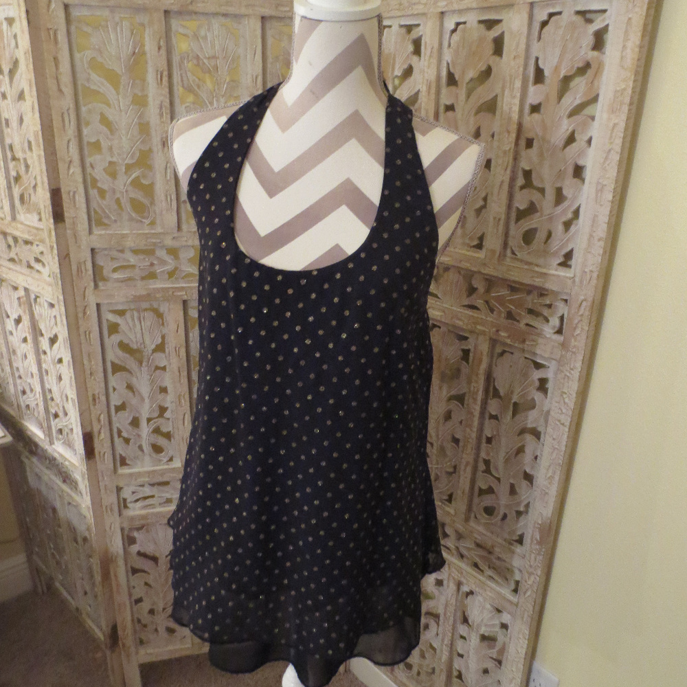 Bisou Bisou, black with gold shimmering polki dots